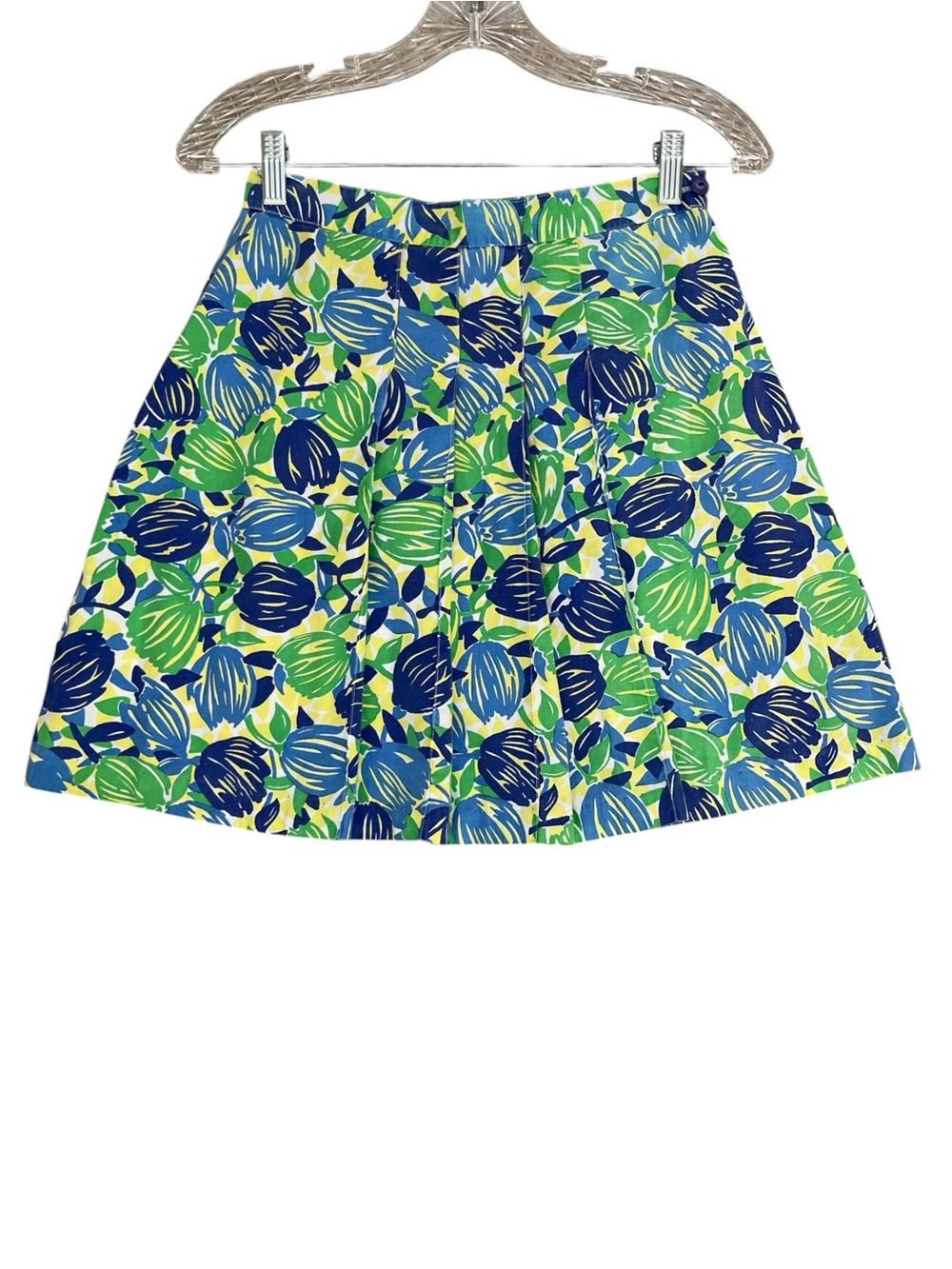 Lilly Pulitzer Vintage Women’s Size 8 Pleated Skirt Floral Green Blue - Picture 3 of 14